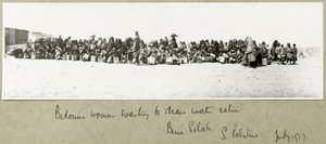 Bedouin women waiting to draw their ration of water, Beni Saleh, July 1917 by Capt. Arthur Rhodes